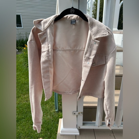 SHEIN Cream Jean Jacket Cropped Modern Design - Picture 1 of 7